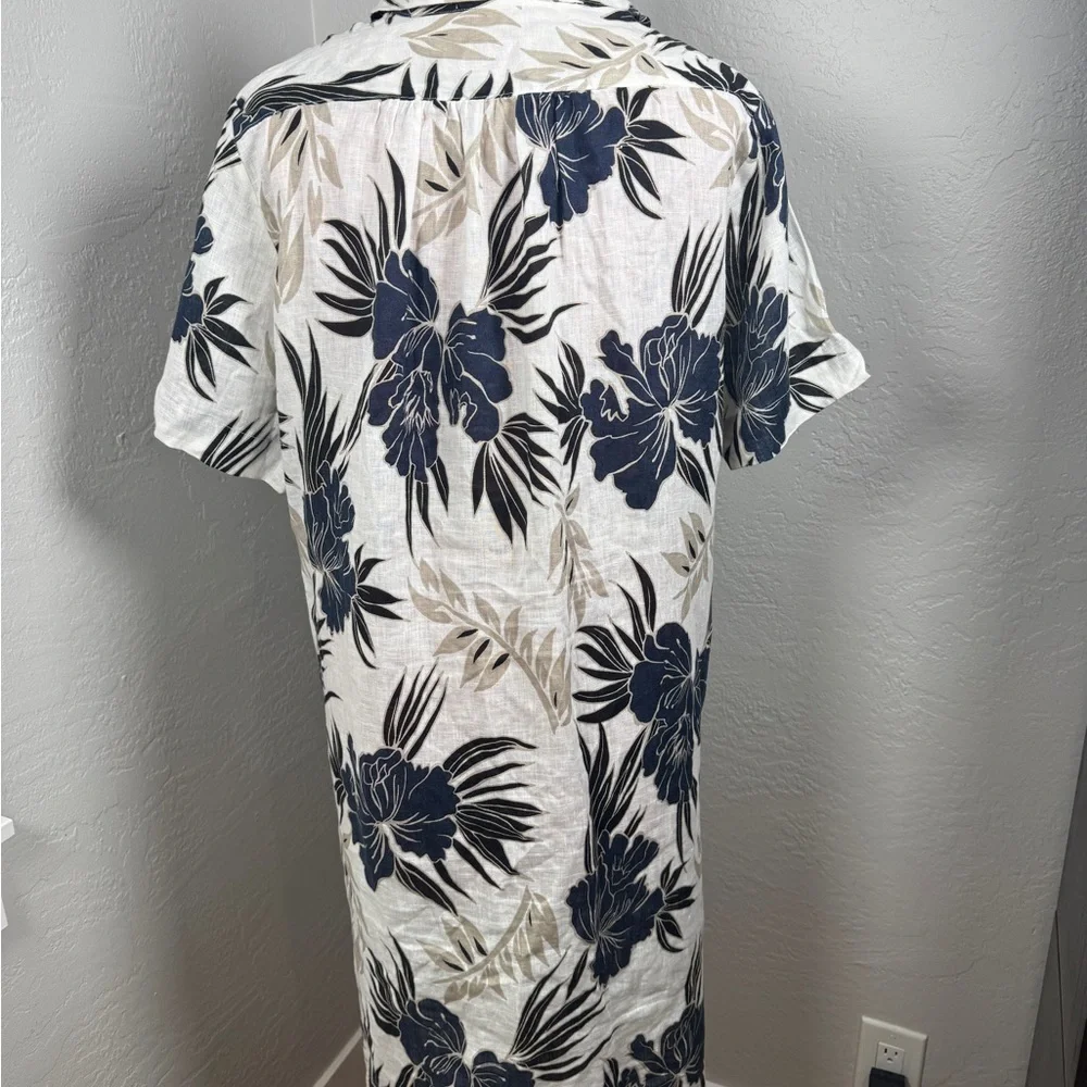 VLT’S by Valentina’s Linen Floral Tropical Button Front Tunic Dress Size L - Picture 7 of 10